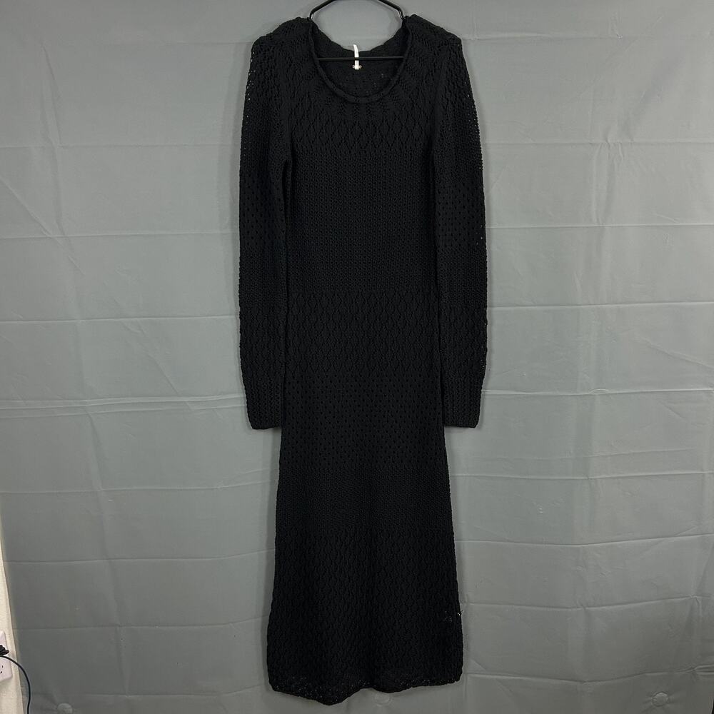 Free People Dress Large Dia Crochet Maxi Open Knit Boho Chic Summer Whimsigoth - Picture 2 of 11
